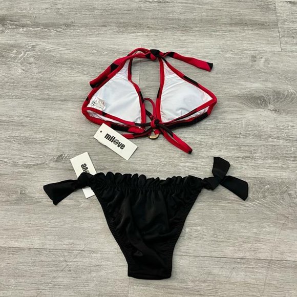 MIlove Red Hearts with black bottom Bikini - Picture 2 of 2